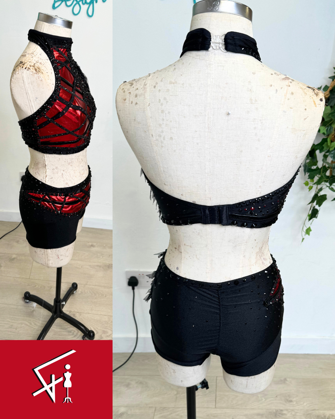 Raven 2 piece outfit for dance or wrestling