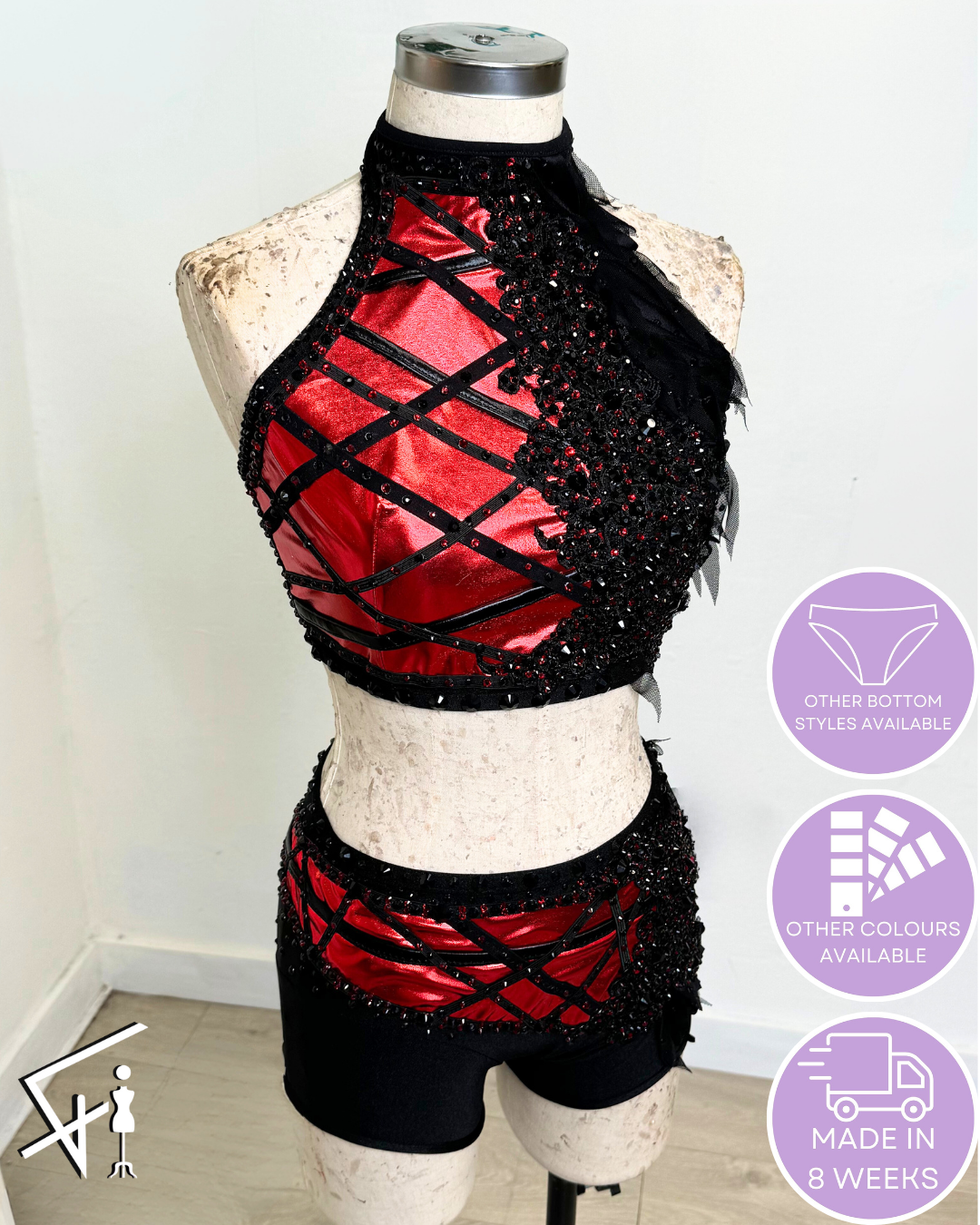 Raven 2 piece outfit for dance or wrestling